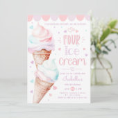 アイスクリームパステルピンク4th誕生日 招待状 (スタンド正面)