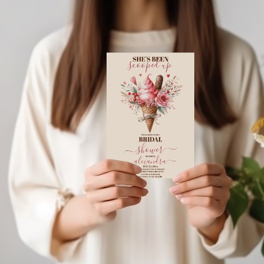 アイスクリームパステルフラワーズブライダルシャワー 招待状