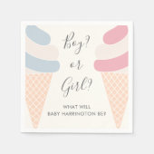 アイスクリームパステルボーイまたはガールジェンダーリビール スタンダードカクテルナプキン (正面)