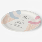 アイスクリームパステル色男の子または女の子のジェンダーのリビール ペーパープレート (アングル)