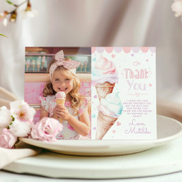 アイスクリームパステル誕生日の写真サンキューカード 招待状