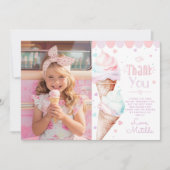 アイスクリームパステル誕生日の写真サンキューカード 招待状 (正面)