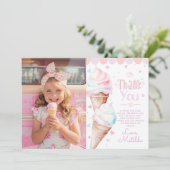 アイスクリームパステル誕生日の写真サンキューカード 招待状 (スタンド正面)