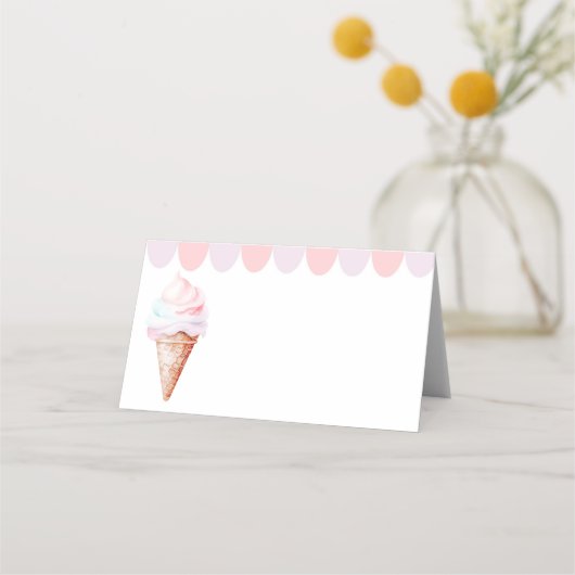 アイスクリームパステル誕生日フードカード プレイスカード (正面)