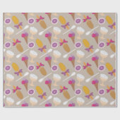 アイスクリームパターンのミックス ラッピングペーパー (フラット)