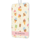 アイスクリームパターン、アイスクリームコーン、あなたの名前 カーエアーフレッシュナー (左)