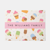 アイスクリームパターン、アイスクリームコーン、あなたの名前 ドアマット (正面)