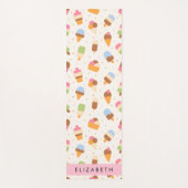 アイスクリームパターン、アイスクリームコーン、あなたの名前 ヨガマット (正面)