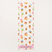 アイスクリームパターン、アイスクリームコーン、あなたの名前 ヨガマット (裏面)