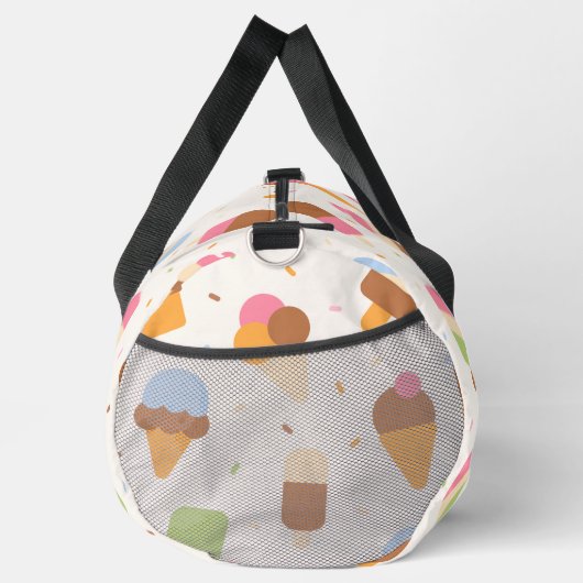 アイスクリームパターン、アイスクリームコーン、アイスポピクル ダッフルバッグ (右)