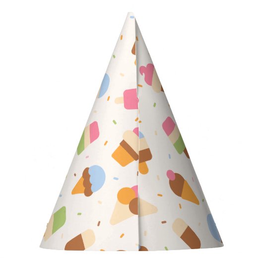 アイスクリームパターン、アイスクリームコーン、アイスポピクル パーティーハット (裏面)