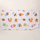 アイスクリームパターン、アイスクリームコーン、アイスポピクル ビーチタオル (正面)