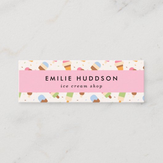 アイスクリームパターン、アイスクリームショップ、アイスクリームパロ スキニー名刺 (正面)