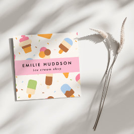 アイスクリームパターン、アイスクリームショップ、アイスクリームパロ スクエア名刺