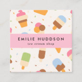アイスクリームパターン、アイスクリームショップ、アイスクリームパロ スクエア名刺 (正面)