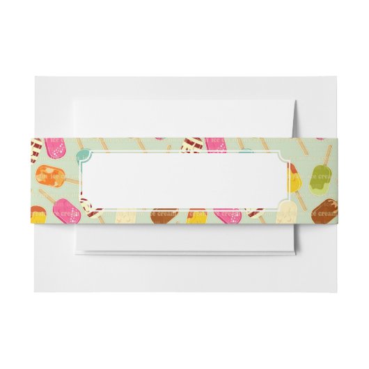 アイスクリームパターン 招待状ベリーバンド (正面例)
