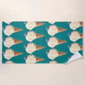 アイスクリームパピーパターン ビーチタオル (正面)