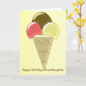 アイスクリームパーソナライズされた孫娘誕生日 カード (黄色い花)