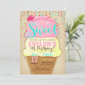 アイスクリームパーティの招待状-ガール誕生日招待状 招待状 (スタンド正面)