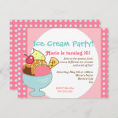 アイスクリームパーティの招待状 招待状 (正面/裏面)