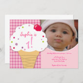 アイスクリームパーティの招待状 招待状 (正面/裏面)