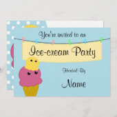 アイスクリームパーティの招待状 招待状 (正面/裏面)