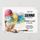 アイスクリームパーティの招待状 招待状 (正面/裏面)