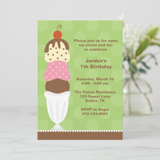 アイスクリームパーティの招待状 招待状 (スタンド正面)