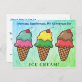 アイスクリームパーティーかわいいカラフル虹 インビテーションポストカード (正面/裏面)