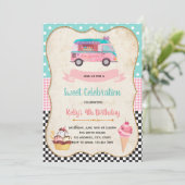 アイスクリームパーティーの誕生日の招待 招待状 (スタンド正面)