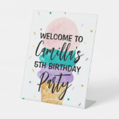 アイスクリームパーティーへようこそパーティー標識 – Sundae 台座サイン (正面)