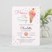 アイスクリームパーティーキッズピンク誕生日招待状 招待状 (スタンド正面)