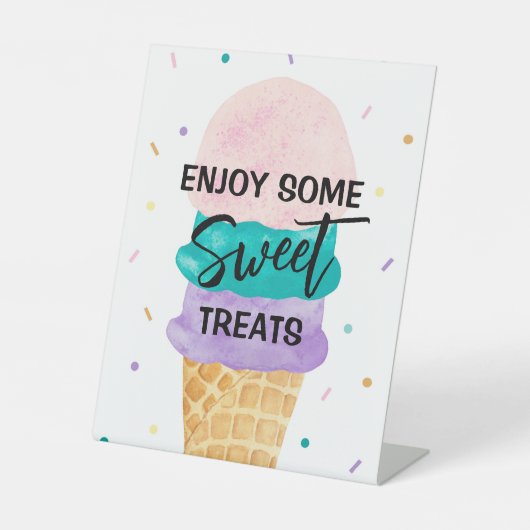 アイスクリームパーティーデザートテーブルパーティーサイン – Sundae 台座サイン (正面)