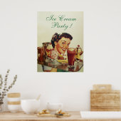 アイスクリームパーティートレー付きアイスクリームガール ポスター (キッチン)