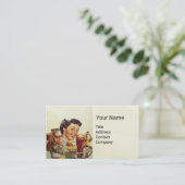 アイスクリームパーティートレー付きアイスクリームガール 名刺 (スタンド正面)