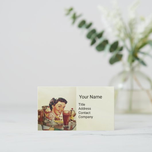 アイスクリームパーティートレー付きアイスクリームガール 名刺 (スタンド正面)