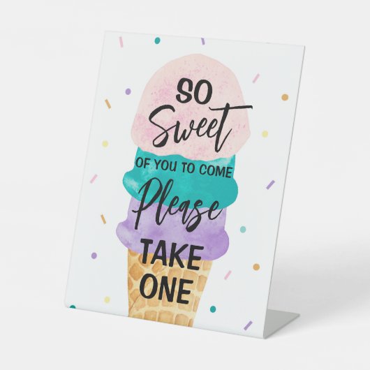 アイスクリームパーティーフェイスサイン – Sundae 台座サイン (正面)