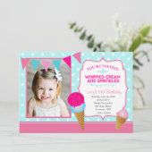アイスクリームパーティーペンダント 招待状 (スタンド正面)