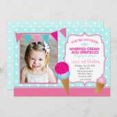 アイスクリームパーティーペンダント 招待状 (正面/裏面)