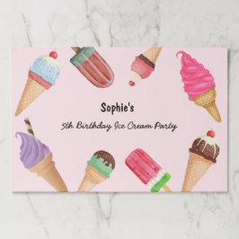 アイスクリームパーティーポップシクルズピンク紙ランチョンマット ペーパーパッド