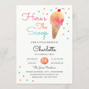 アイスクリームパーティー子供の誕生日パーティの招待状 招待状