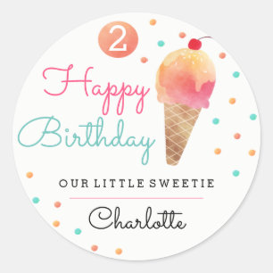 アイスクリームパーティー子供の誕生日パーティーシール ラウンドシール