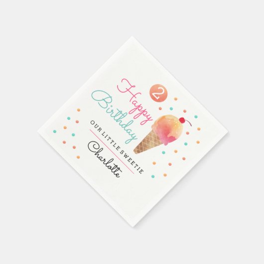 アイスクリームパーティー子供の誕生日パーティーナプキンス スタンダードカクテルナプキン (角)