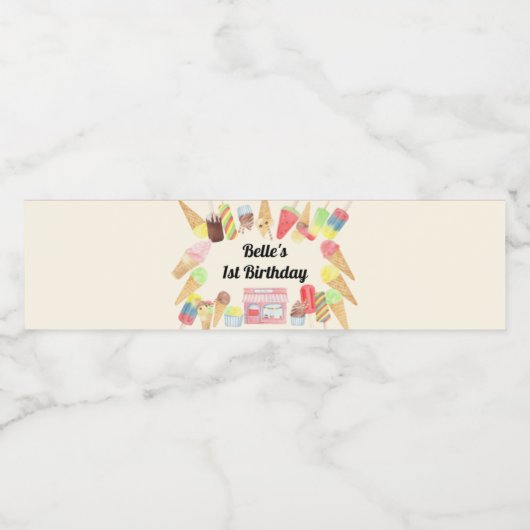 アイスクリームパーティー水瓶用ラベル ペットボトルラベル (シングルラベル)