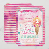 アイスクリームパーティー誕生日お招き状 招待状 (正面/裏面)