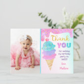 アイスクリームパーティー誕生日サンキューカード 招待状 (スタンド正面)