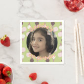 アイスクリームパーティー誕生日写真 スタンダードカクテルナプキン (インサイチュ)