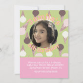 アイスクリームパーティー誕生日写真 招待状 (正面)