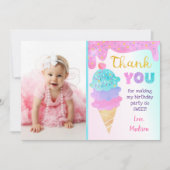 アイスクリームパーティー誕生日感謝カード 招待状 (正面)