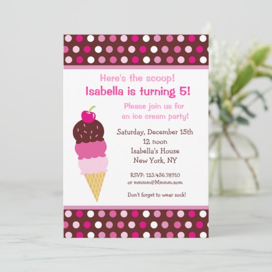 アイスクリームパーティー誕生日招待状アイスクリーム 招待状 (スタンド正面)